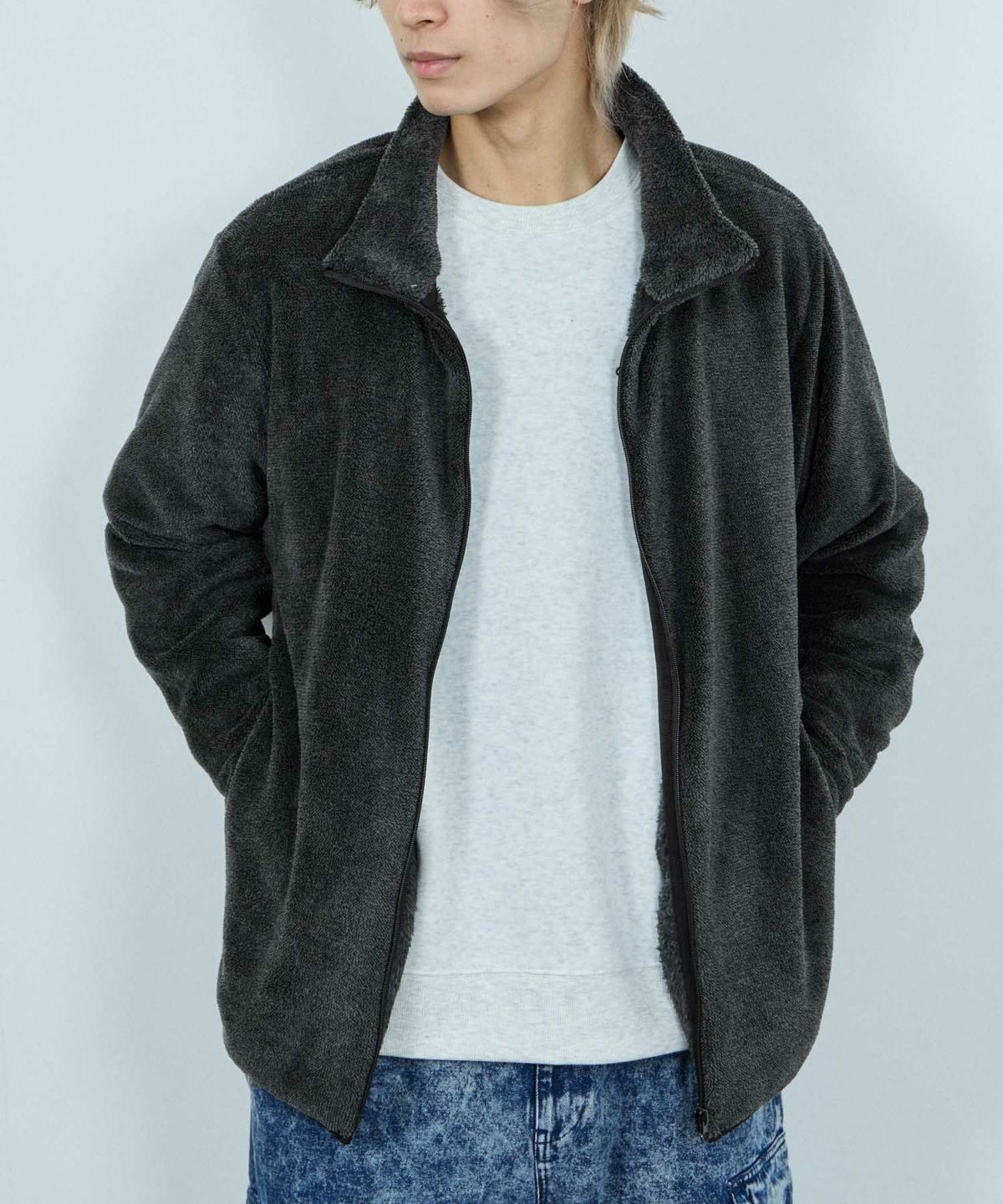 NAVY シャギーフリース ジップジャケット メンズ