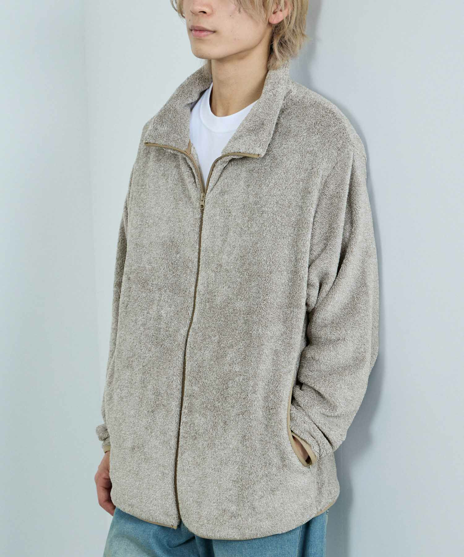 NAVY  シャギーフリース ジップジャケット メンズ商品画像-4