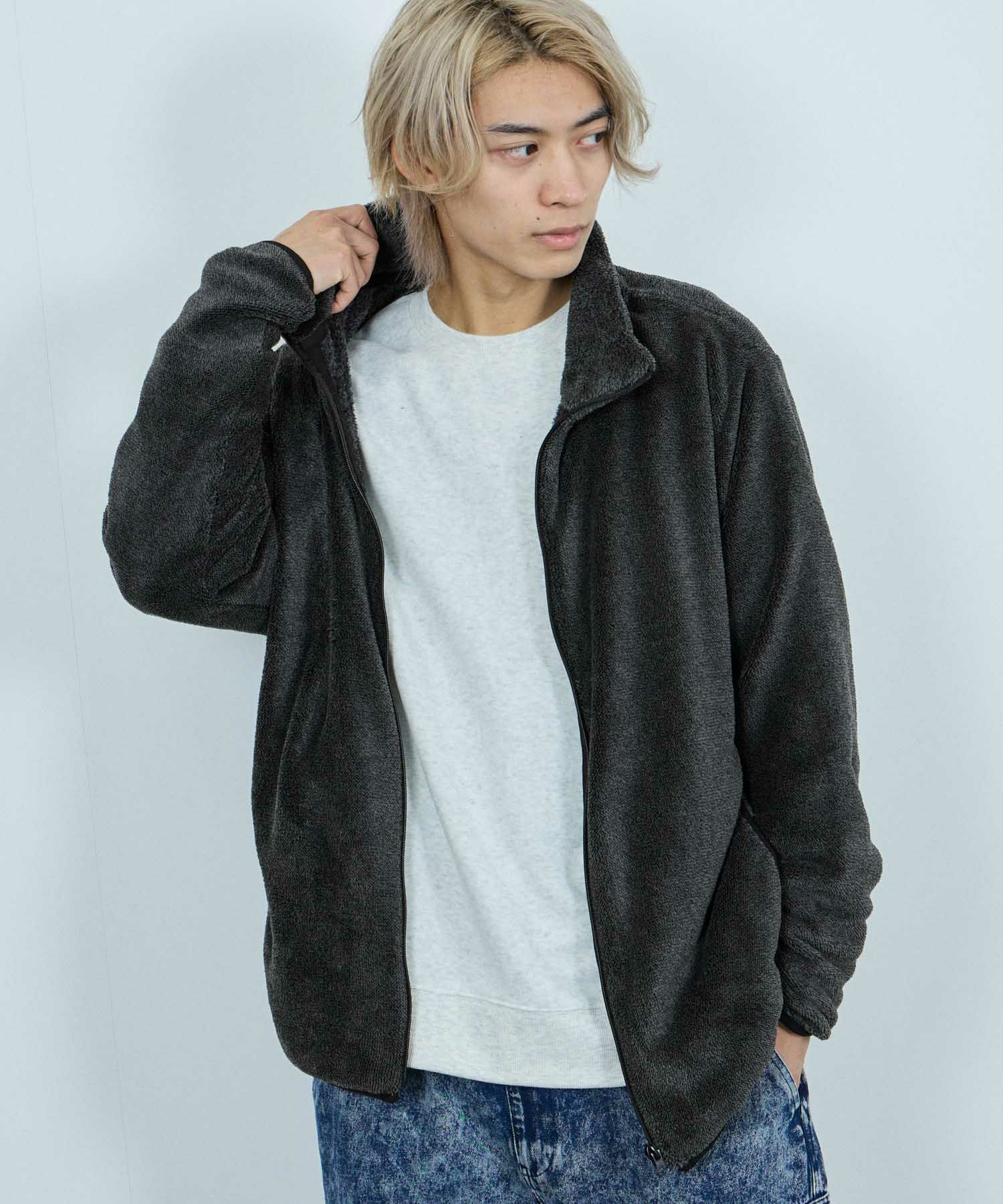 NAVY  シャギーフリース ジップジャケット メンズ商品画像-8