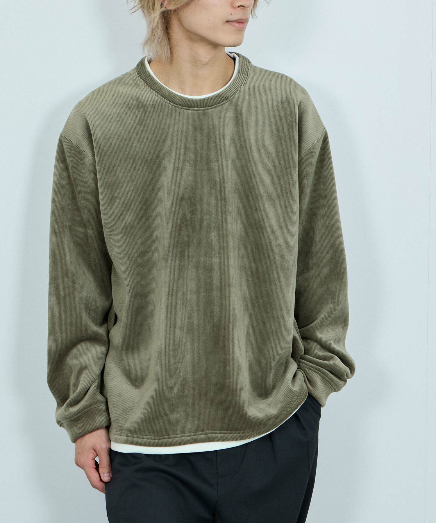 NAVY トロリカットコールクルーネックプルオーバー メンズ