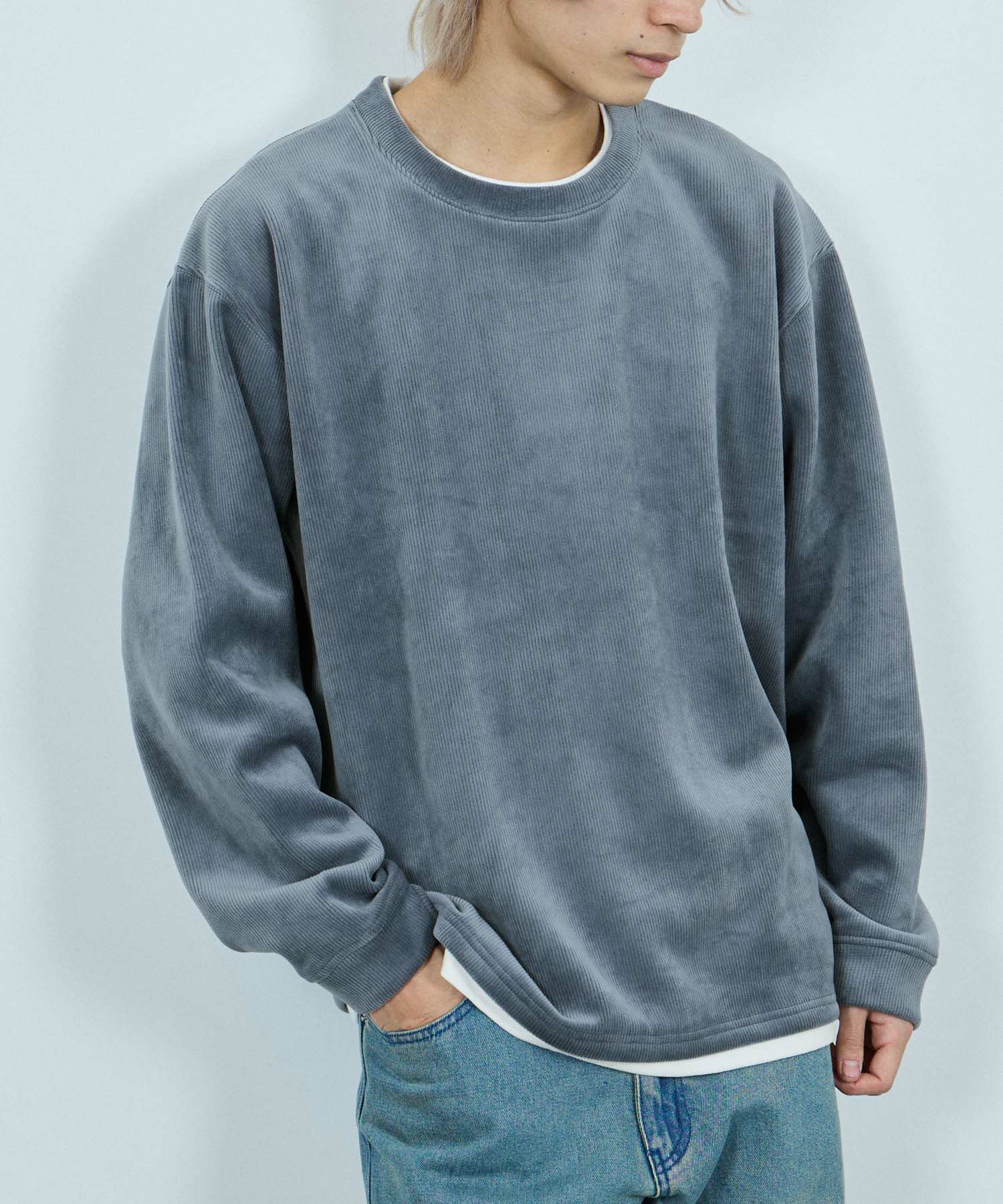 NAVY  トロリカットコールクルーネックプルオーバー メンズ商品サムネイル-4