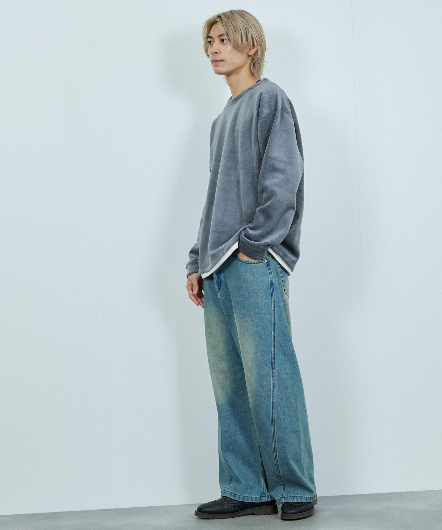 NAVY  トロリカットコールクルーネックプルオーバー メンズ商品サムネイル-10