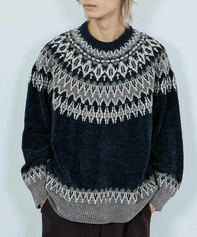 NAVY トロリ求心モールニットプルオーバー メンズ商品画像-2