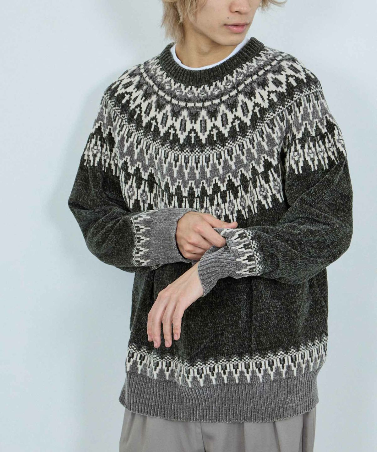 NAVY トロリ求心モールニットプルオーバー メン