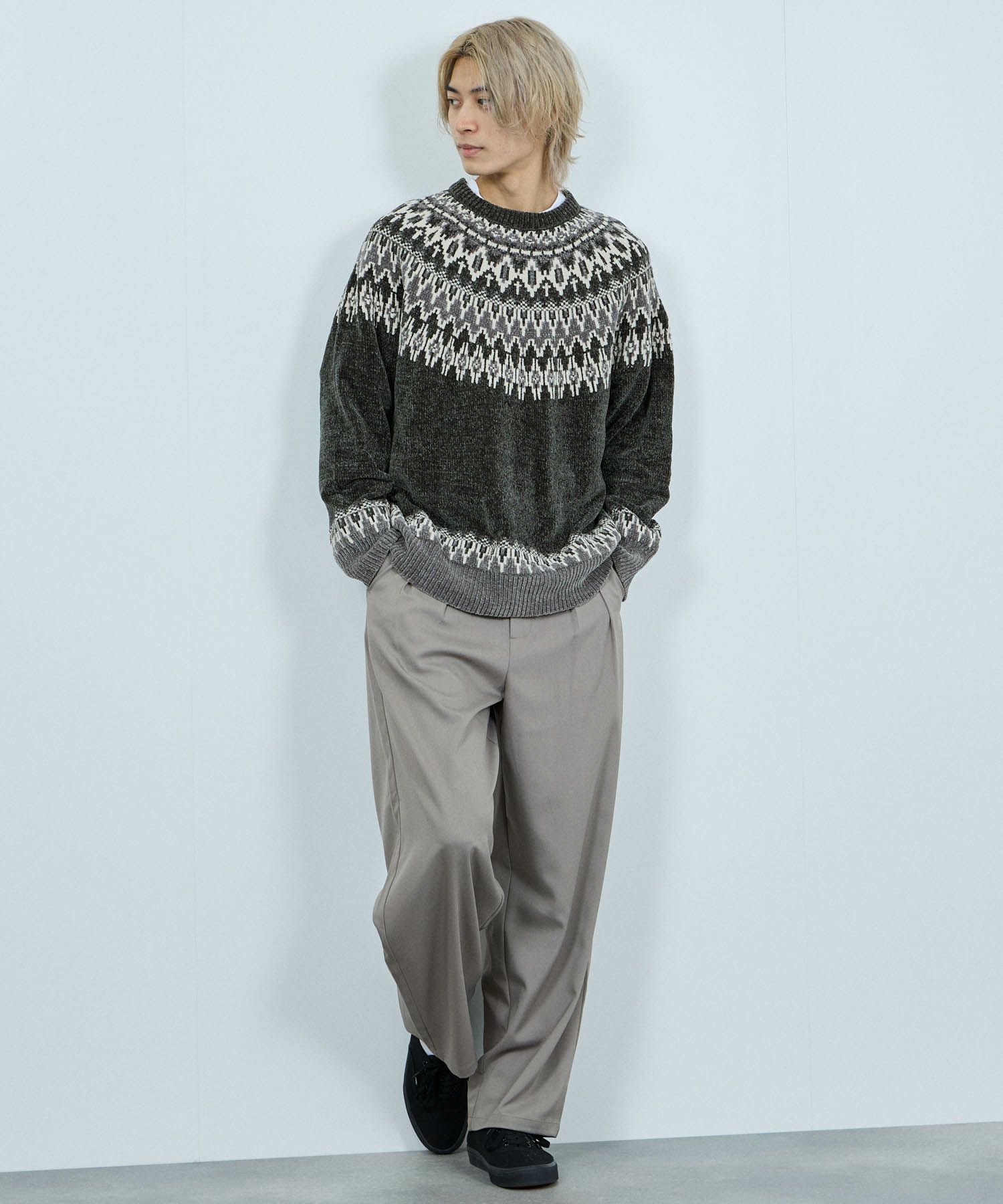 [期間限定knit]NAVY  トロリ求心モールニットプルオーバー メンズ商品画像-6