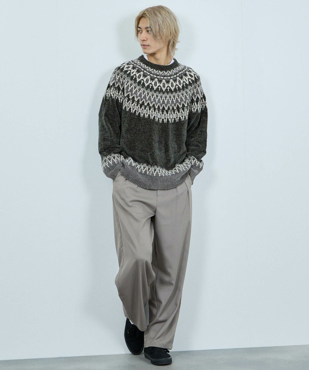 NAVY トロリ求心モールニットプルオーバー メンNAVY トロリ求心モールニットプルオーバー メン