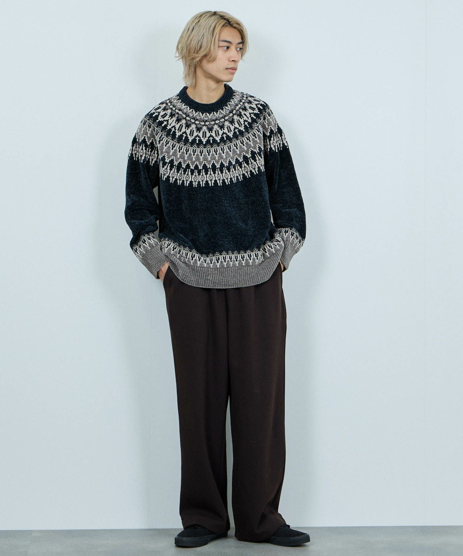 [期間限定knit]NAVY  トロリ求心モールニットプルオーバー メンズ商品画像-8