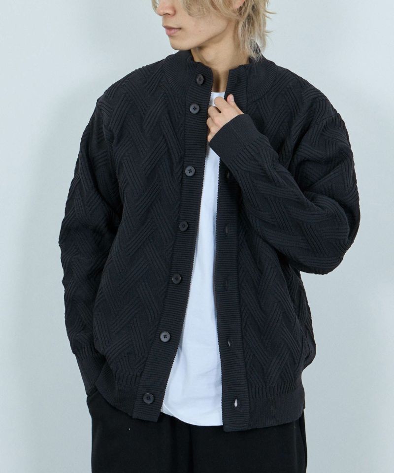 NAVY リンクススタンドネックカーディガン メンズ商品画像-1