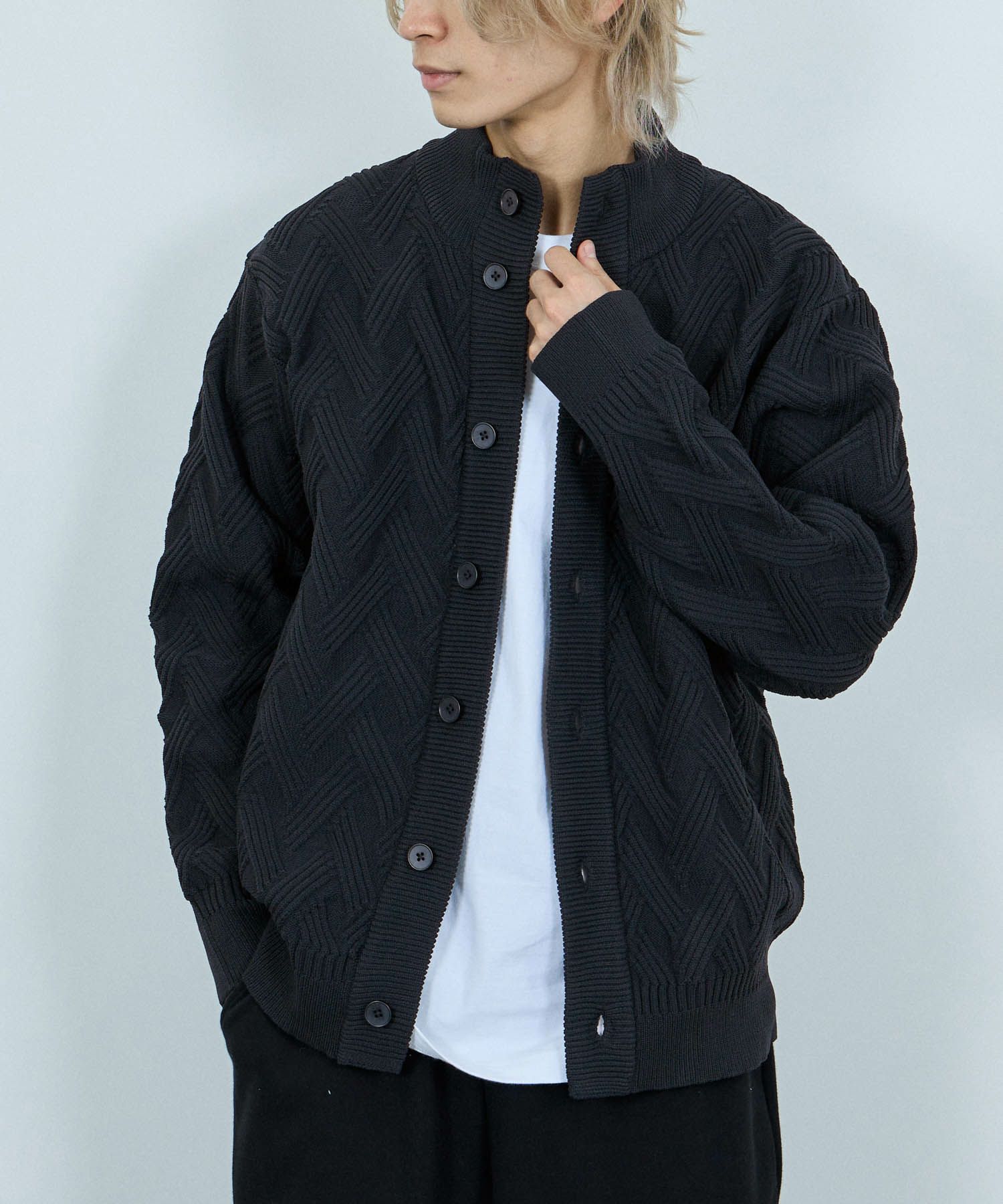  [期間限定価格]NAVY リンクススタンドネックカーディガン メンズ