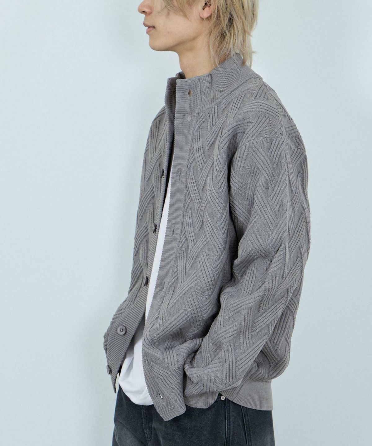  [期間限定価格]NAVY リンクススタンドネックカーディガン メンズ