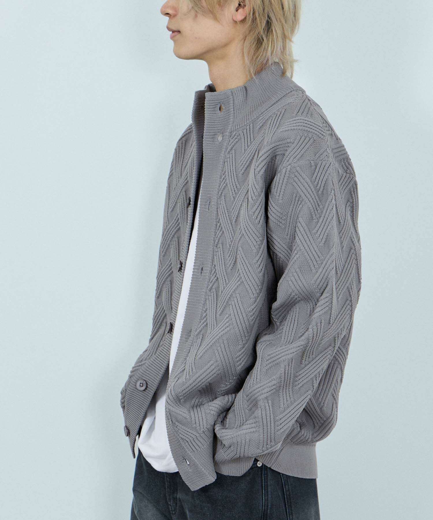  [期間限定価格]NAVY リンクススタンドネックカーディガン メンズ