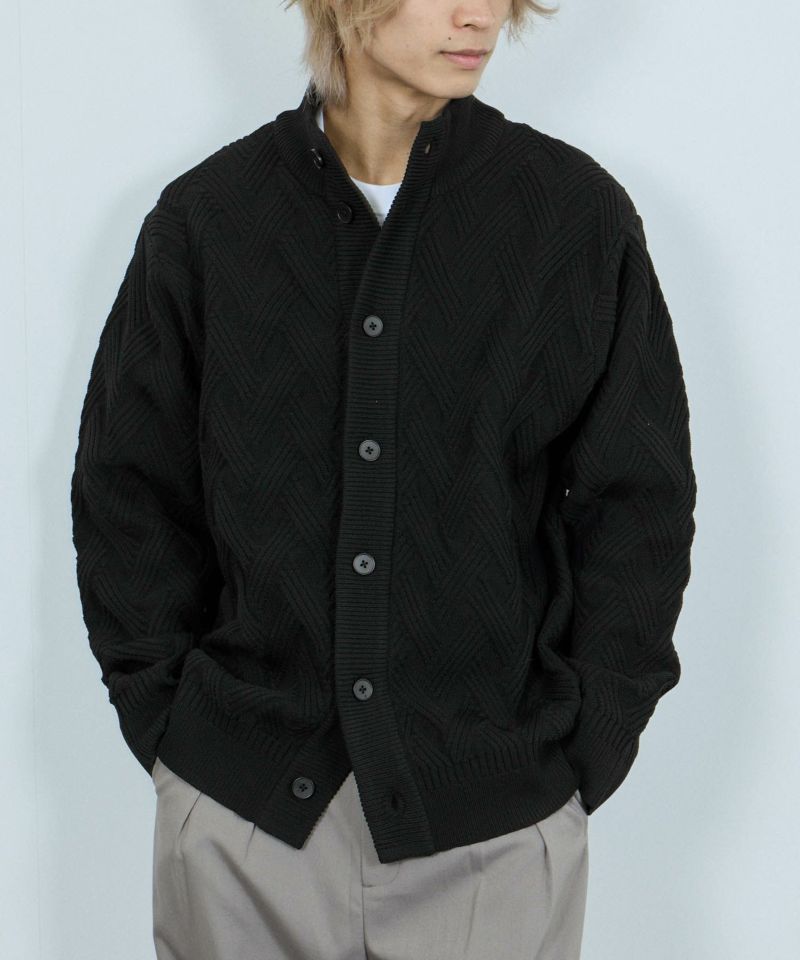 [さらに50%OFF]NAVY  リンクススタンドネックカーディガン メンズ商品画像-3