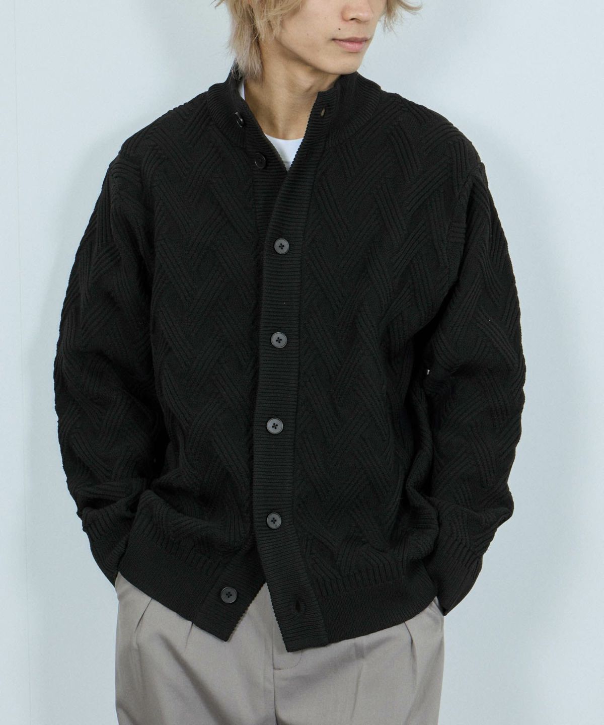  [期間限定価格]NAVY リンクススタンドネックカーディガン メンズ