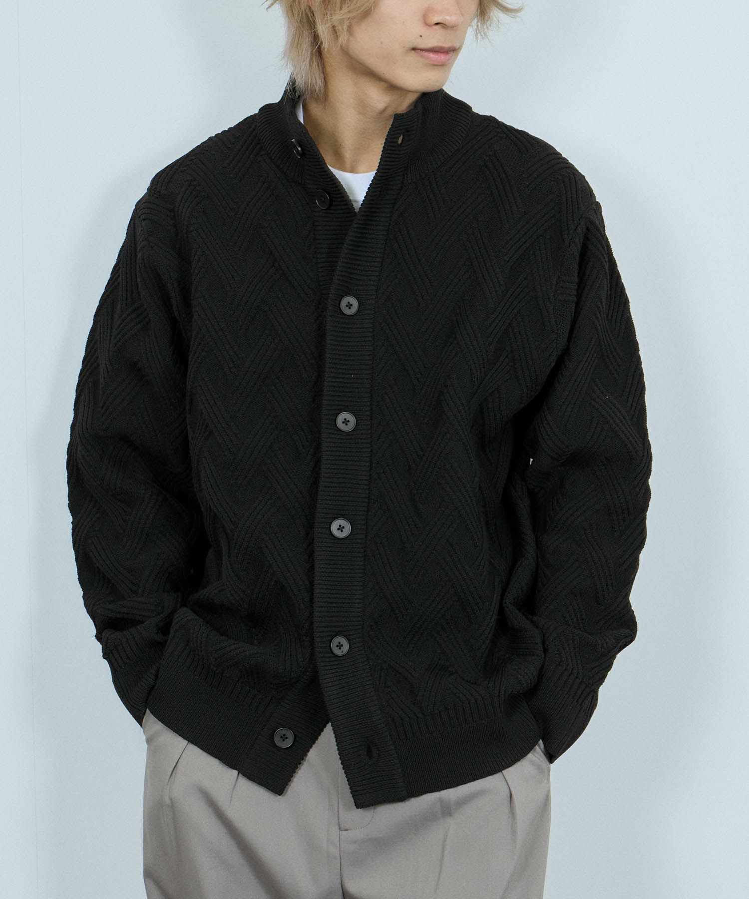 [さらに50%OFF]NAVY  リンクススタンドネックカーディガン メンズ商品サムネイル-3