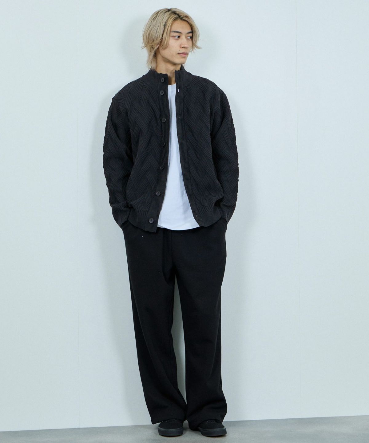  [期間限定価格]NAVY リンクススタンドネックカーディガン メンズ