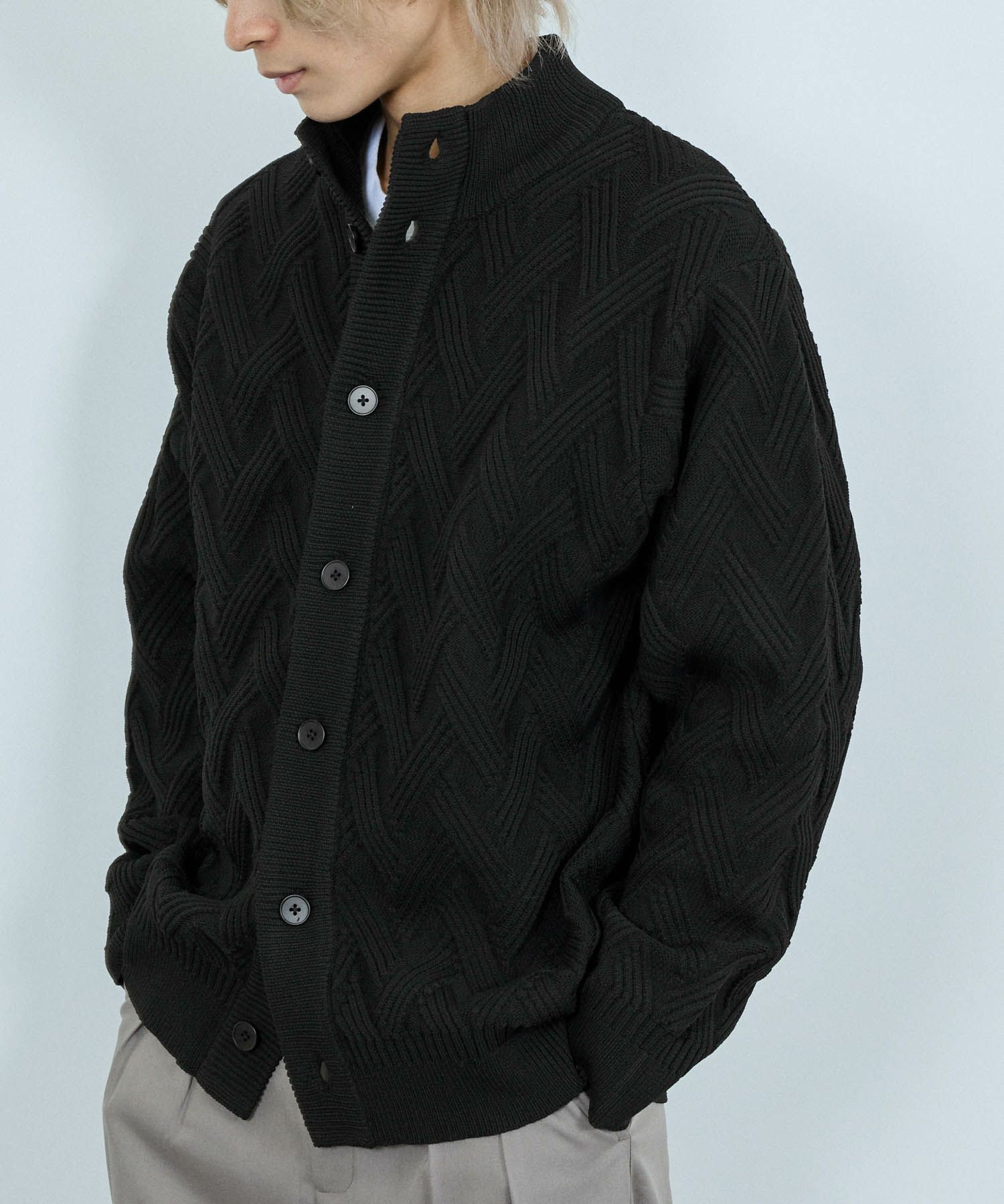  [期間限定価格]NAVY リンクススタンドネックカーディガン メンズ