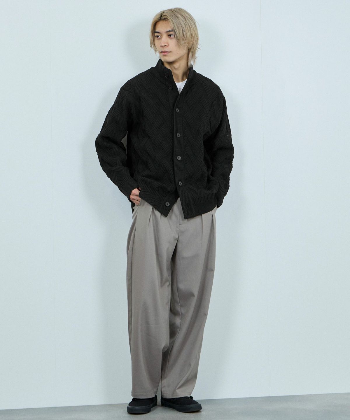  [期間限定価格]NAVY リンクススタンドネックカーディガン メンズ