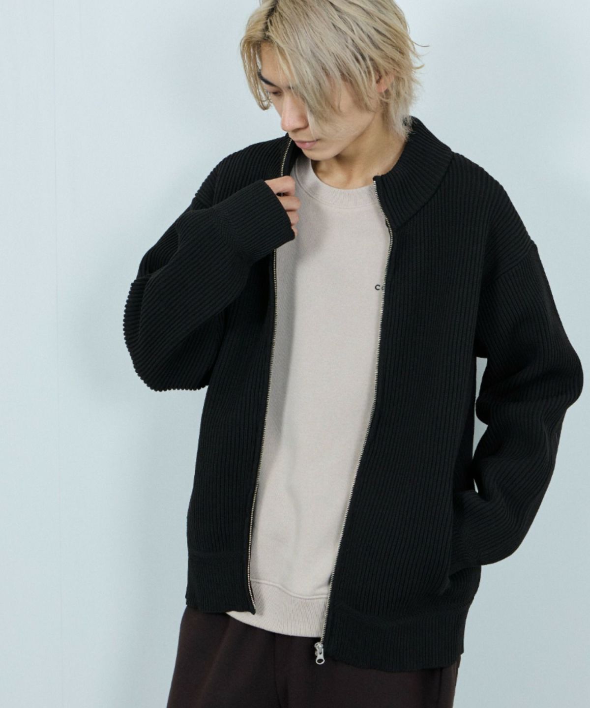 [期間限定価格]NAVY 畦ドライバーズニットブルゾン メンズ