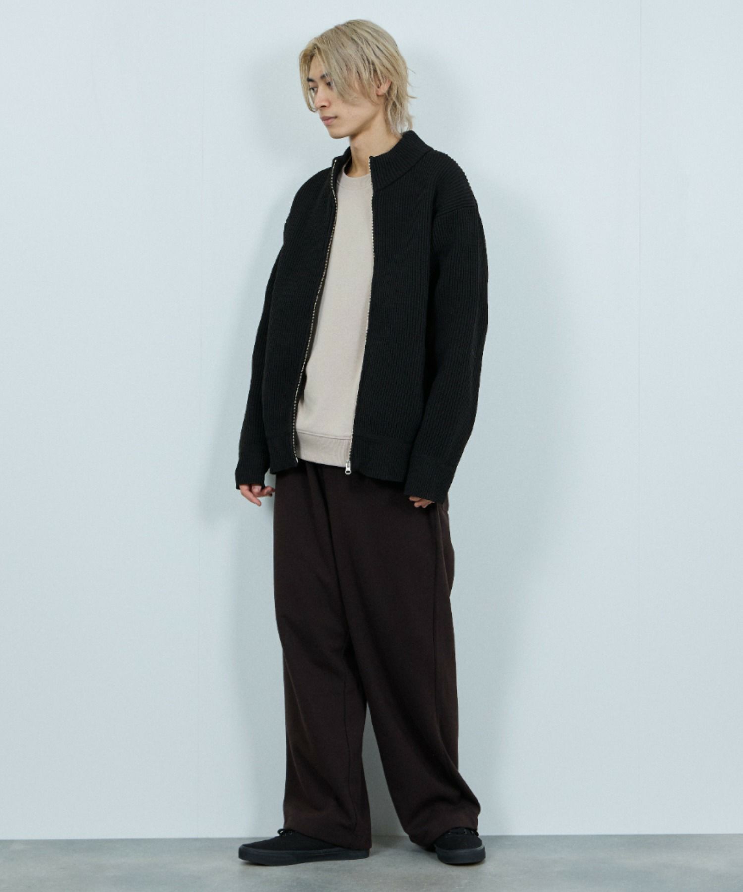 [期間限定価格]NAVY 畦ドライバーズニットブルゾン メンズ