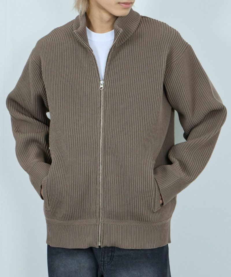 NAVY 畦ドライバーズニットブルゾン メンズ商品画像-8