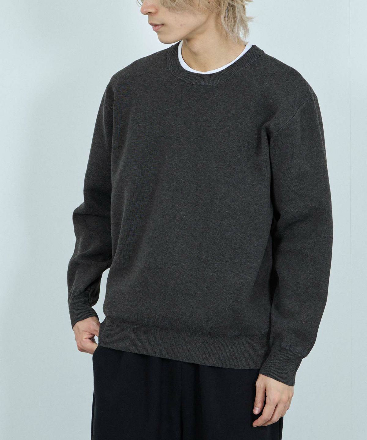 NAVY 快適ニット ミラノリブクルーネック メンズ