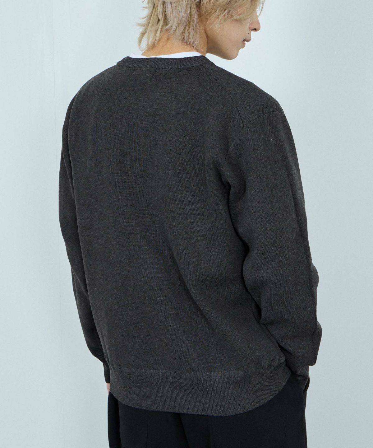 NAVY 快適ニット ミラノリブクルーネック メンズ