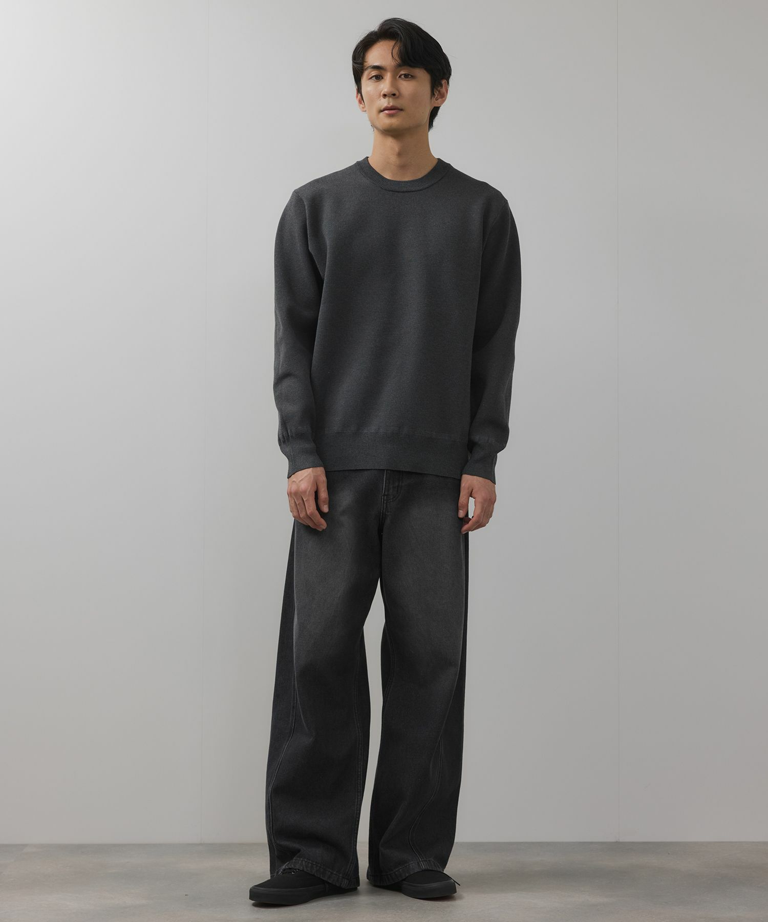 NAVY  快適ニット ミラノリブクルーネック メンズ商品画像-10