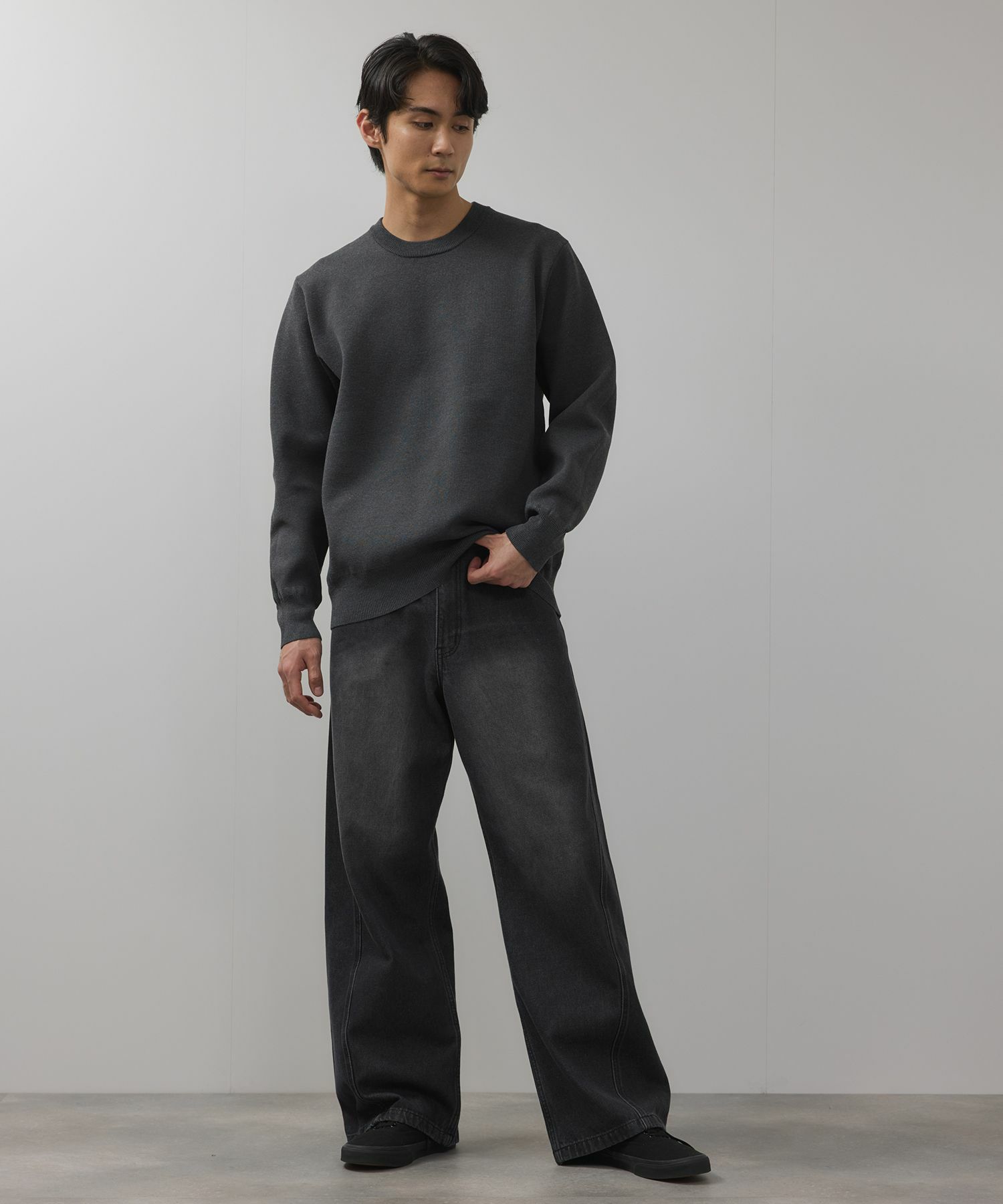 NAVY  快適ニット ミラノリブクルーネック メンズ商品画像-11