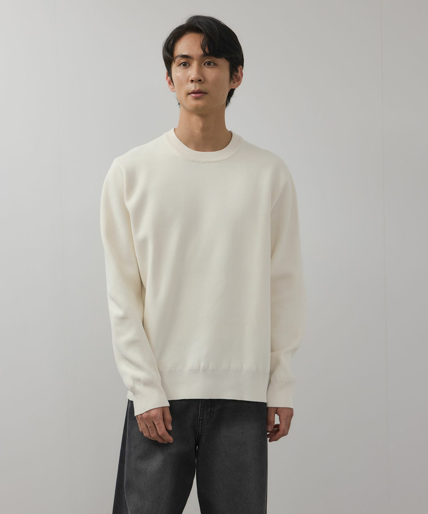 NAVY  快適ニット ミラノリブクルーネック メンズ商品画像-12