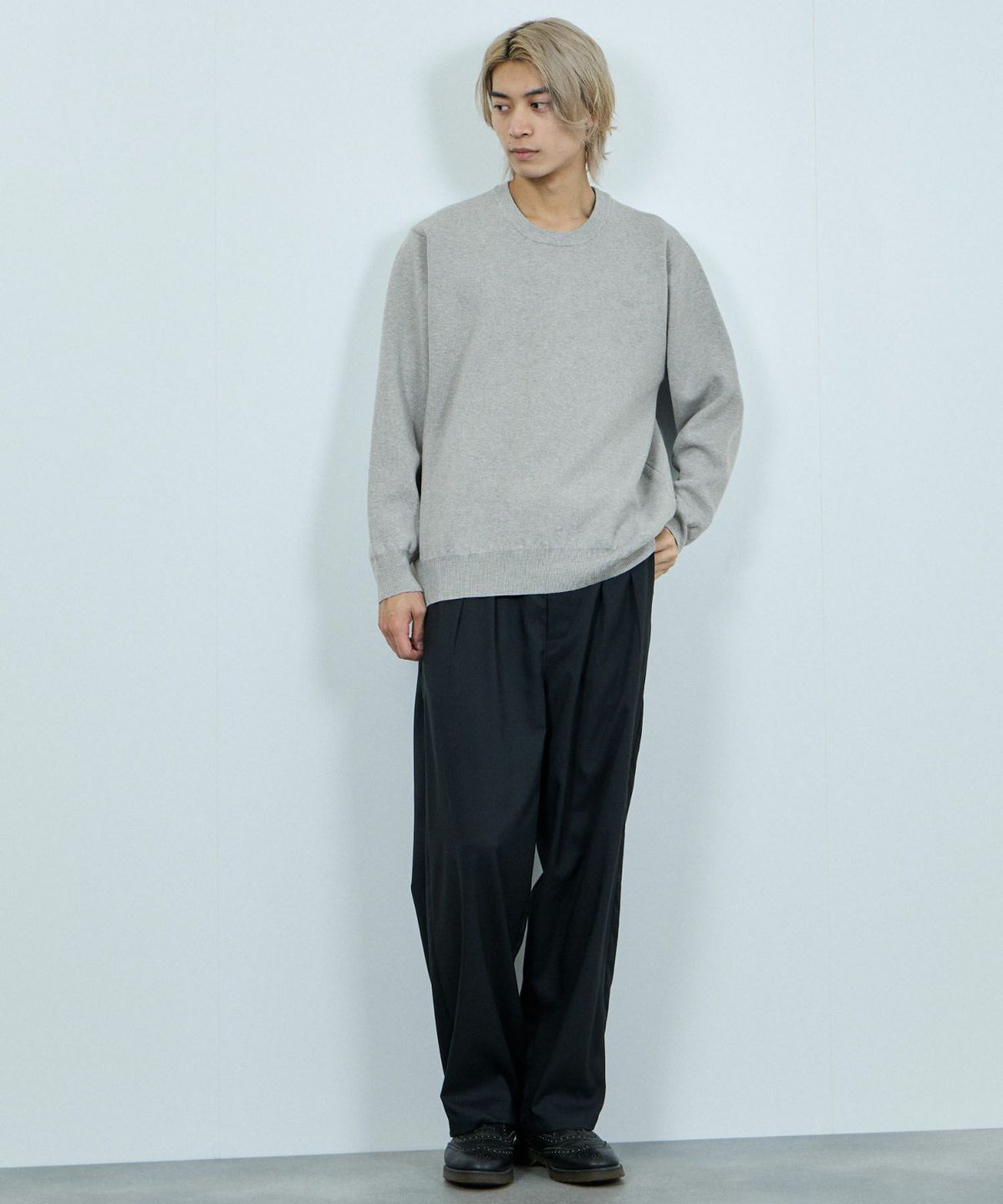 NAVY 快適ニット ミラノリブクルーネック メンズ