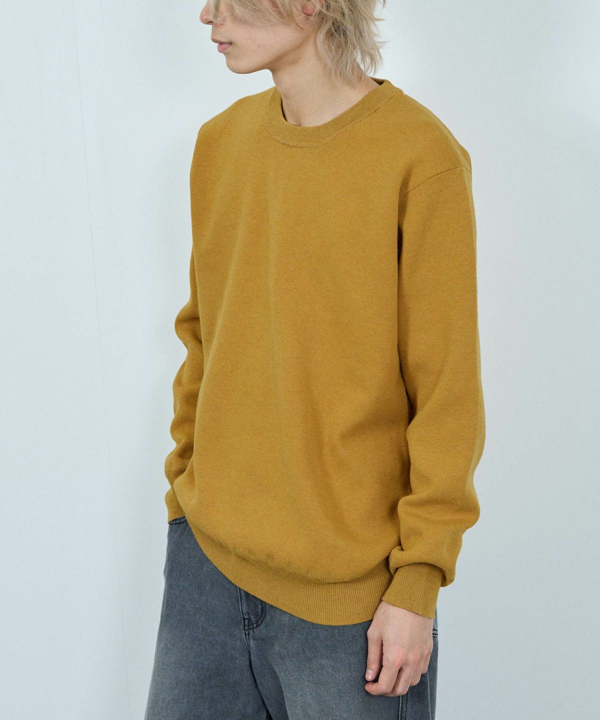 NAVY 快適ニット ミラノリブクルーネック メンズ