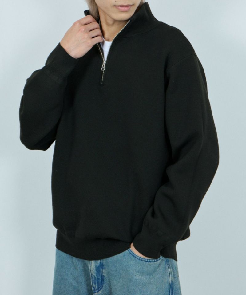 [期間限定価格]NAVY  快適ニット ミラノリブハーフジップ メンズ商品画像-1
