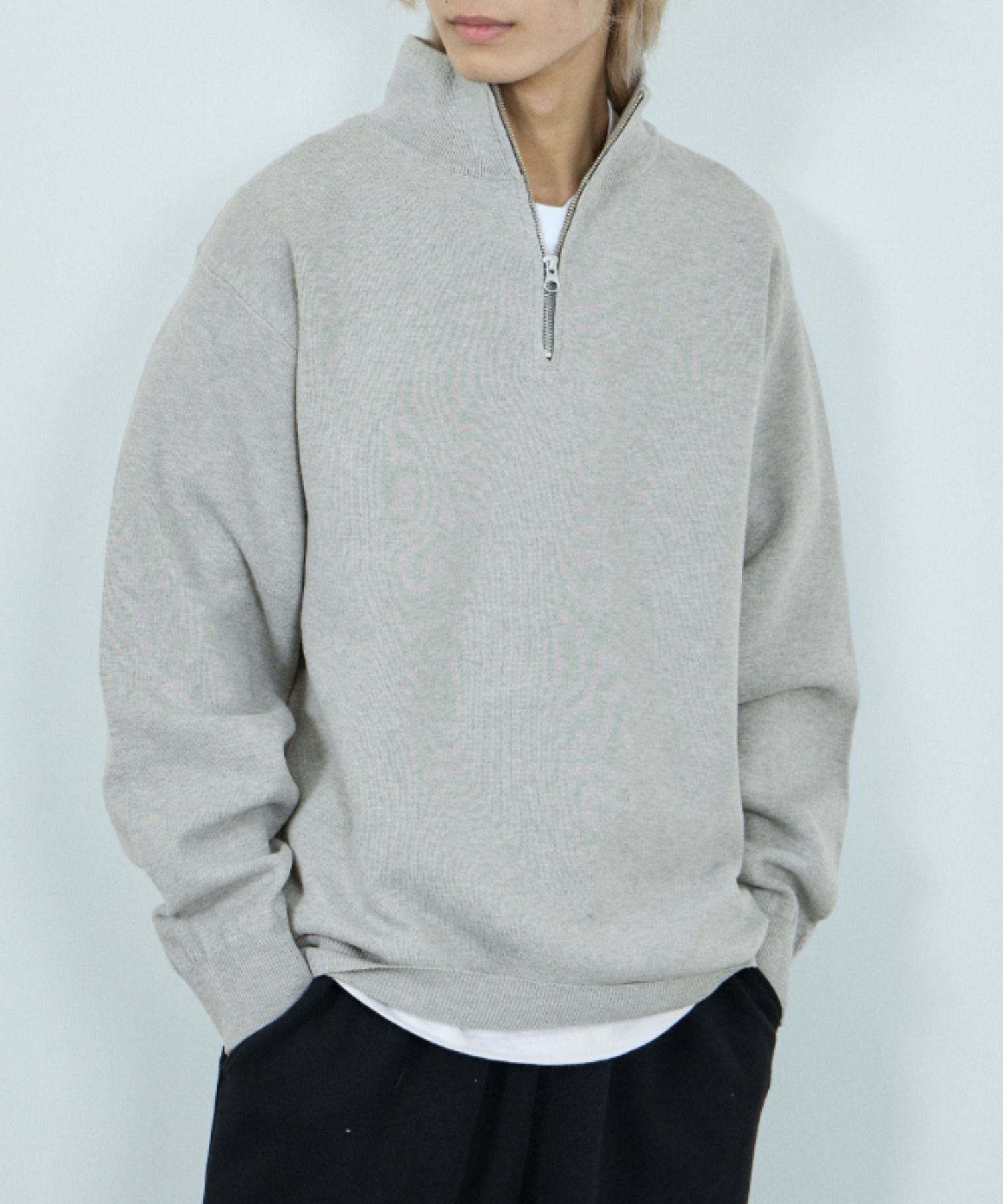 NAVY  快適ニット ミラノリブハーフジップ メンズ商品画像-2