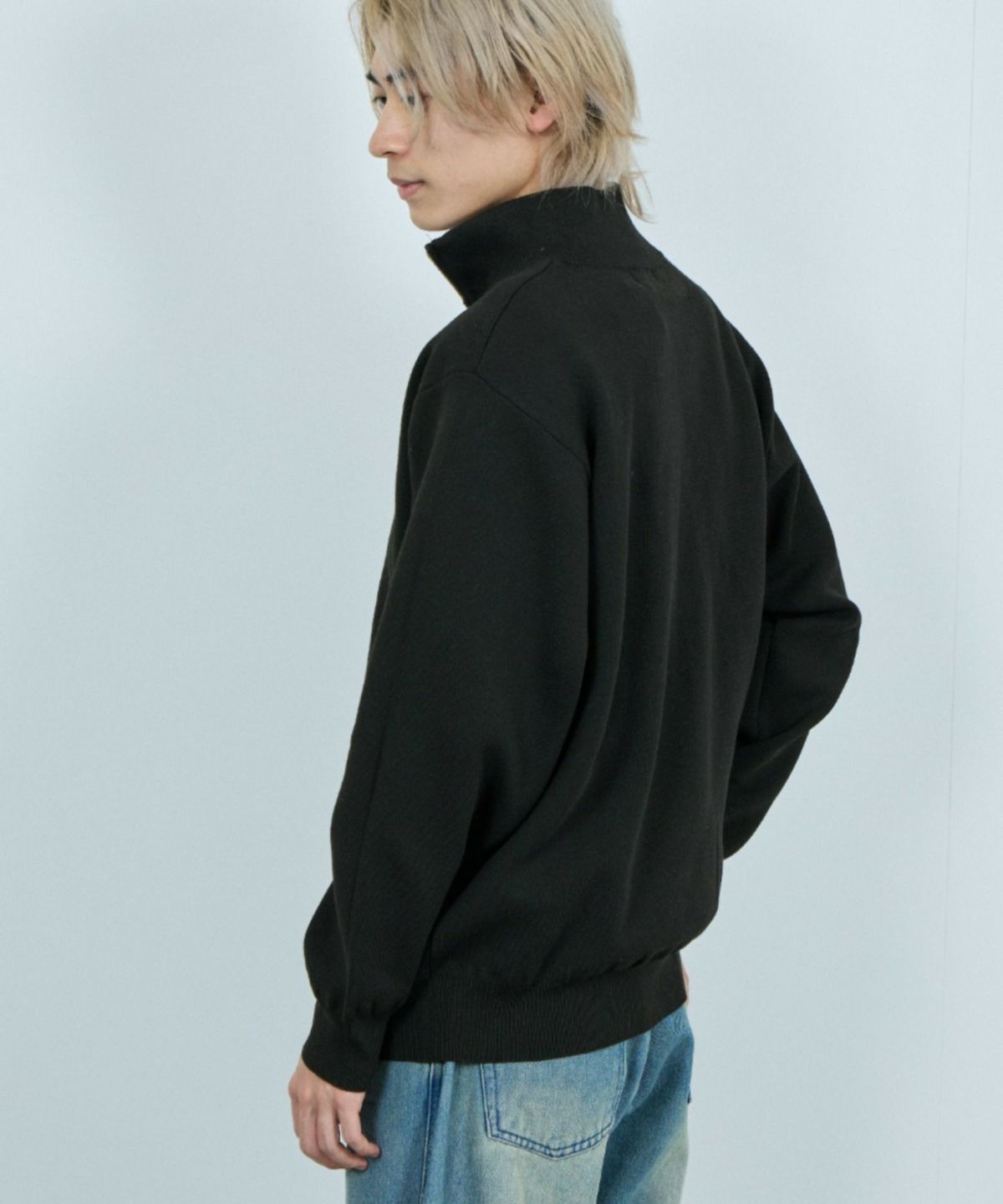 NAVY 快適ニット ミラノリブハーフジップ メンズ