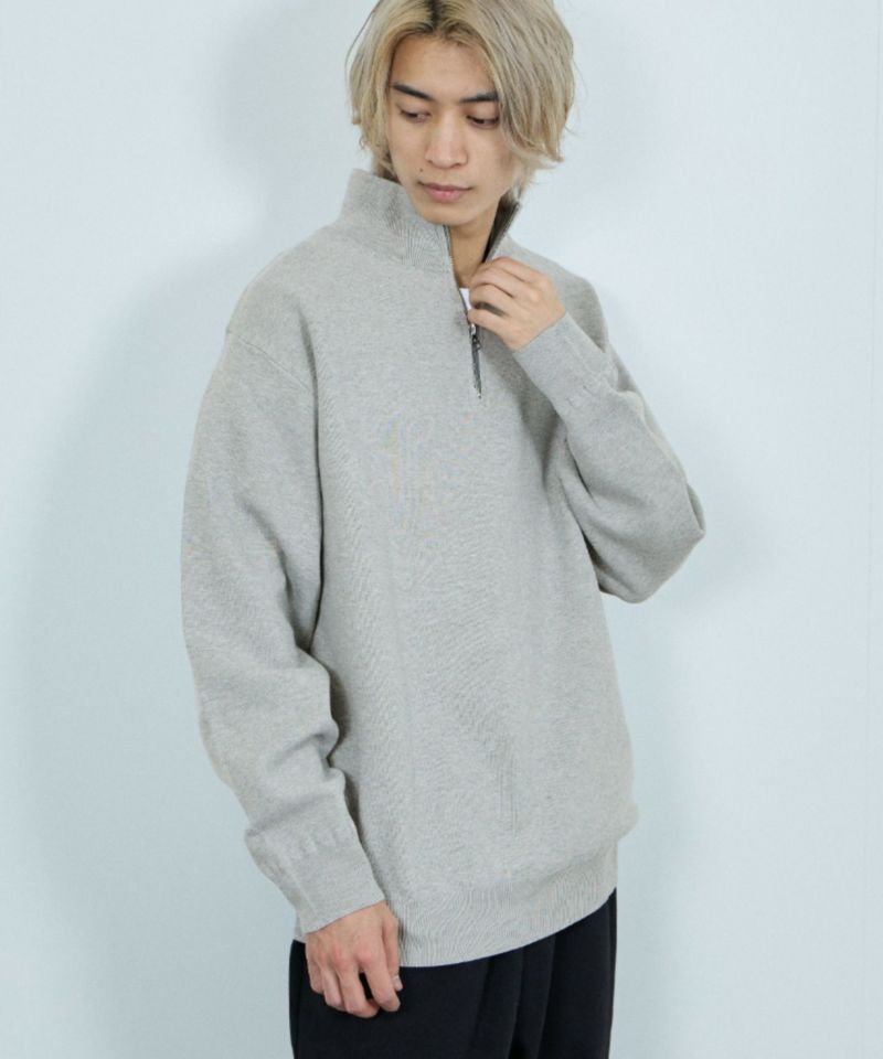 NAVY  快適ニット ミラノリブハーフジップ メンズ商品画像-5