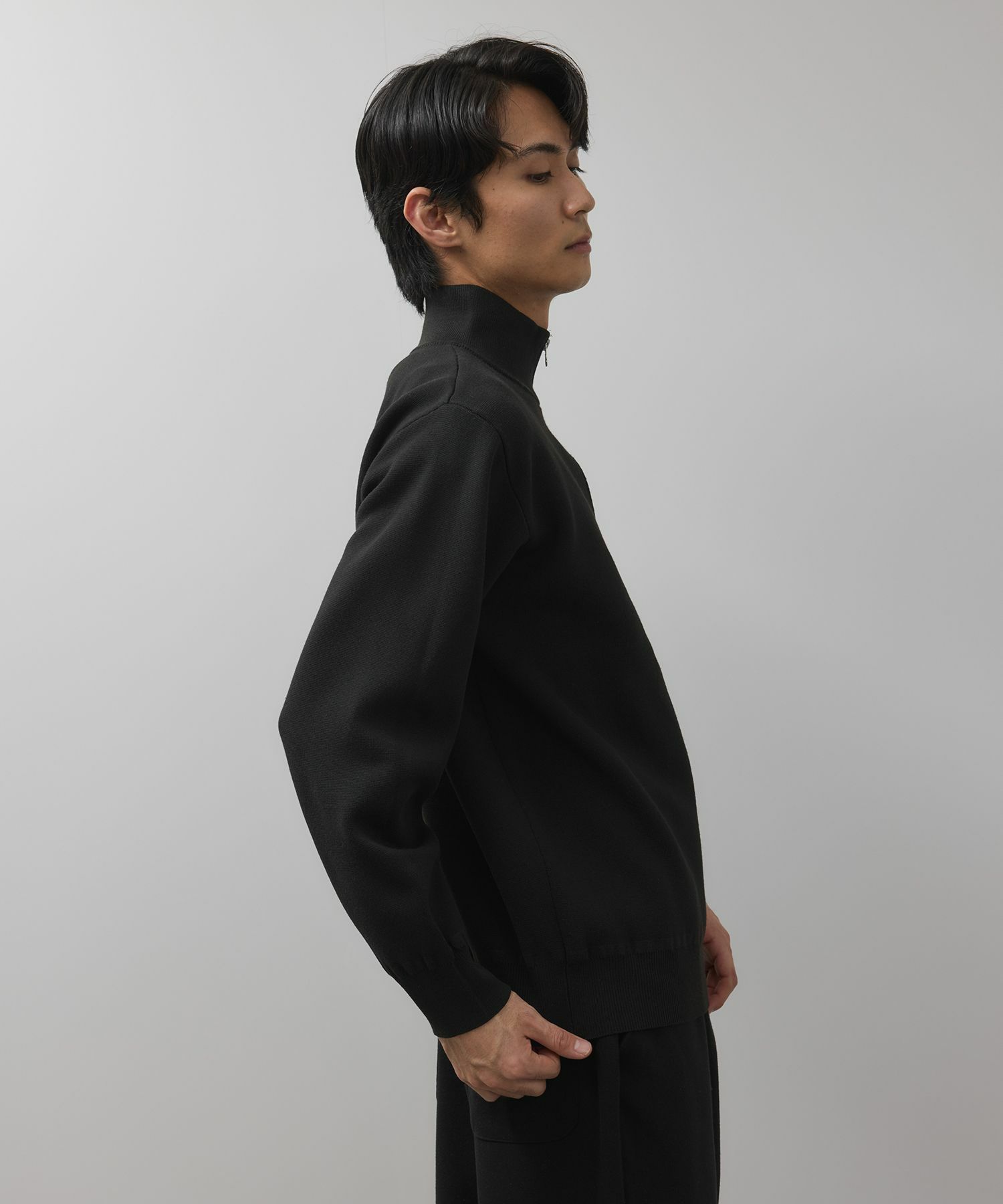 NAVY  快適ニット ミラノリブハーフジップ メンズ商品画像-5