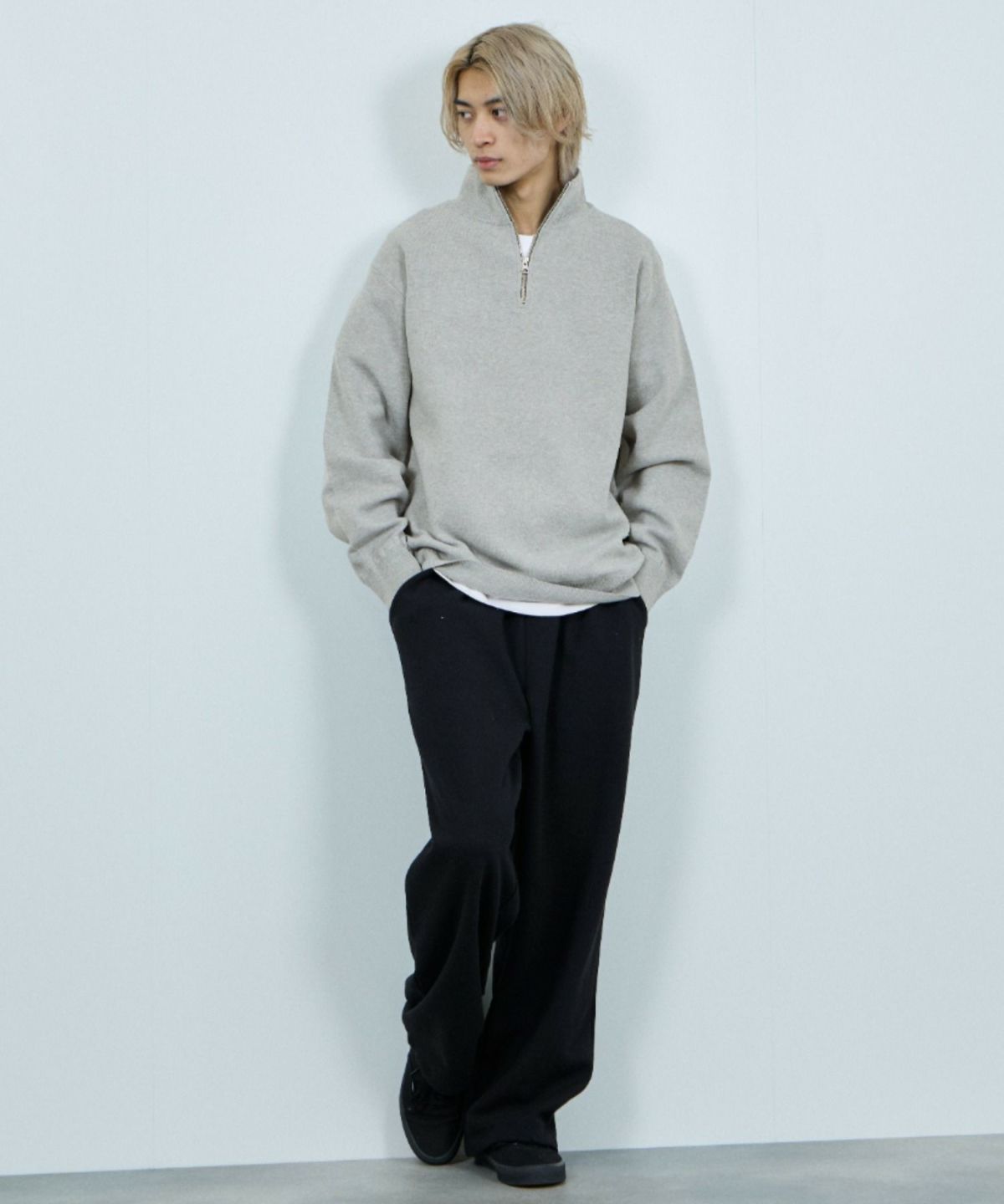 NAVY 快適ニット ミラノリブハーフジップ メンズ