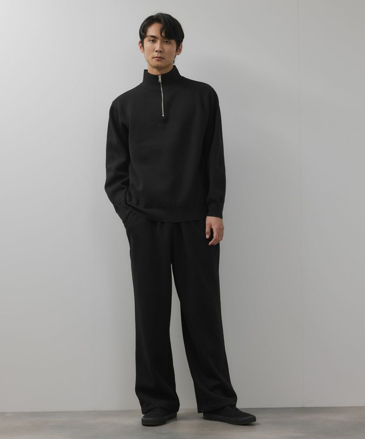 NAVY 快適ニット ミラノリブハーフジップ メンズ