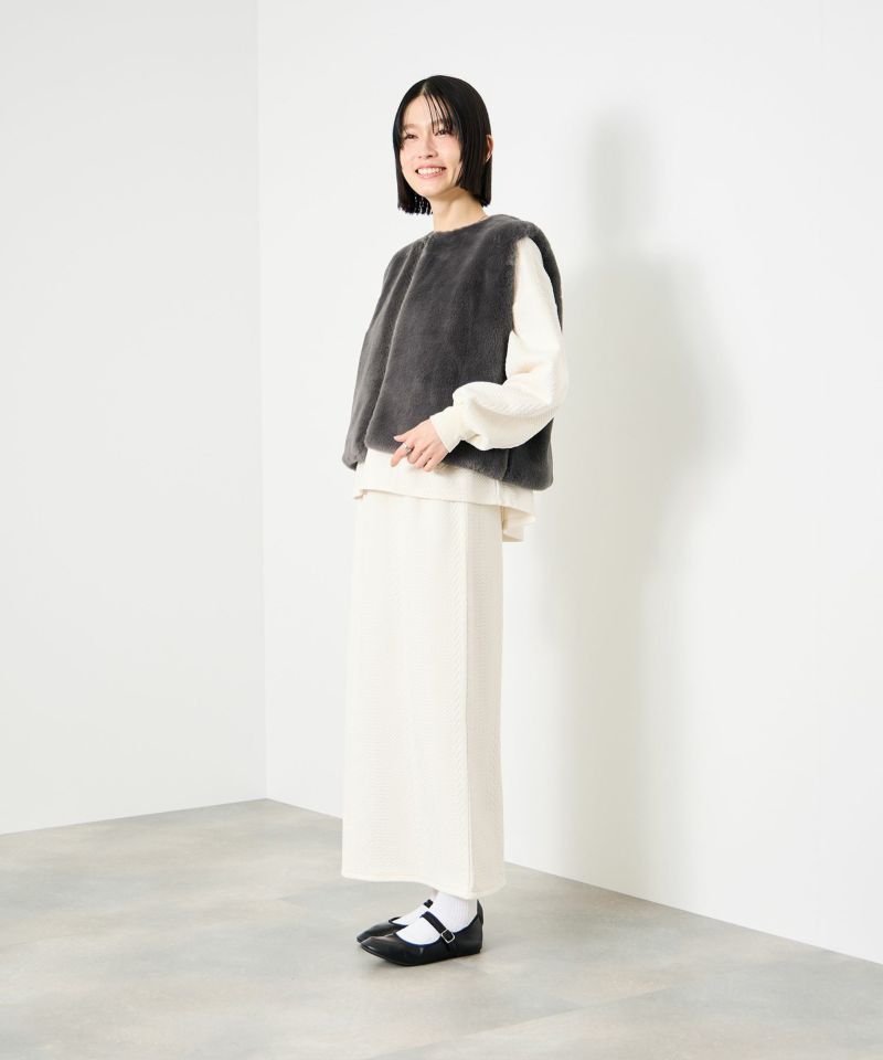 Idnes  フェイクファーベスト レディース商品画像-7