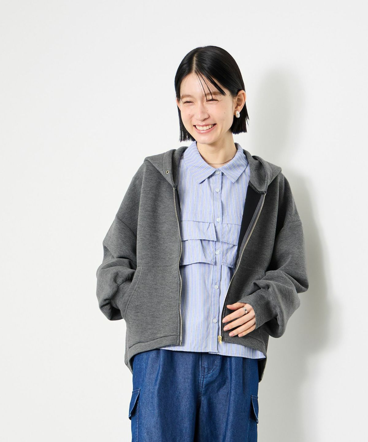 Idnes ストレッチポンチジップパーカー レディース