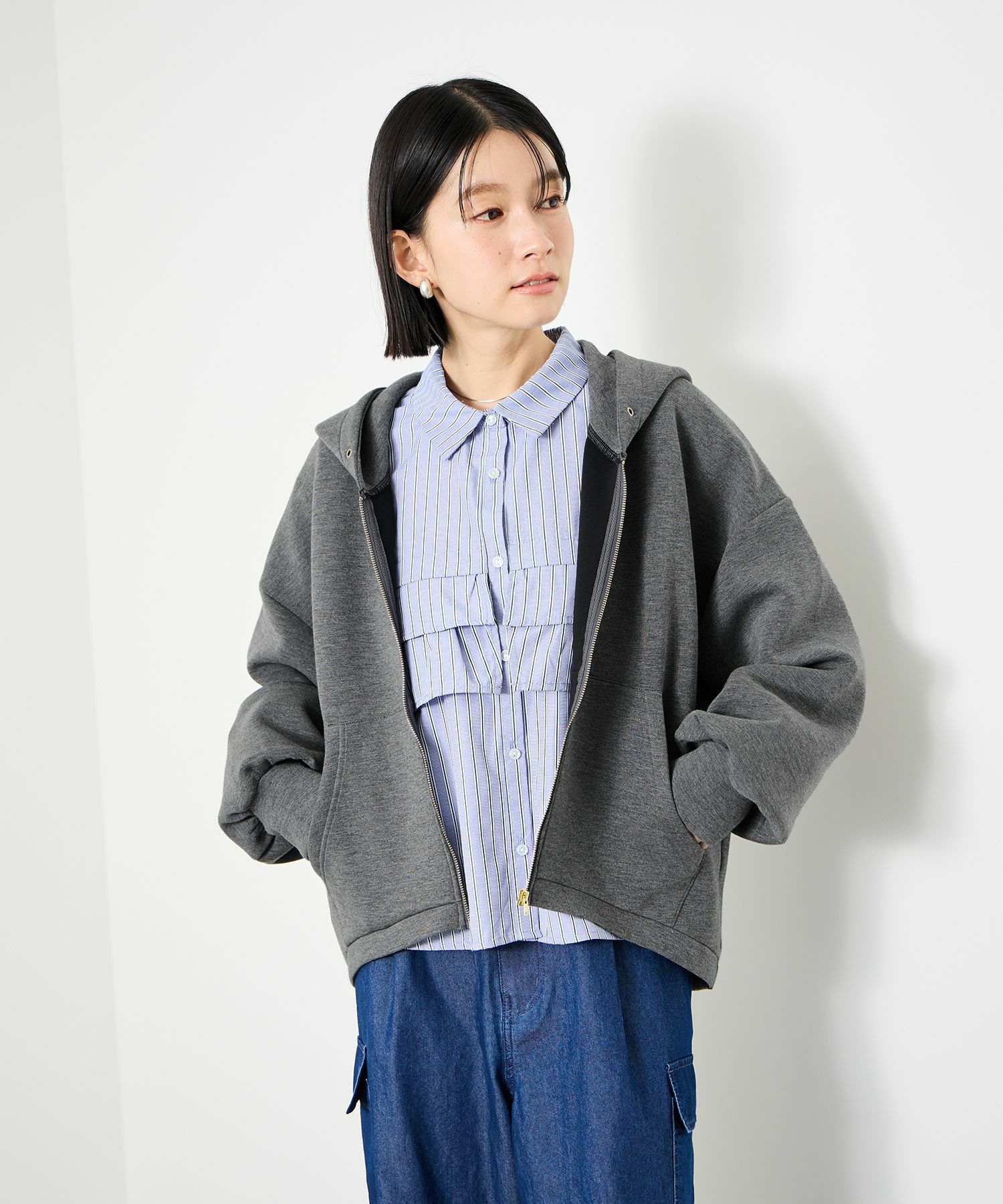 Idnes ストレッチポンチジップパーカー レディース