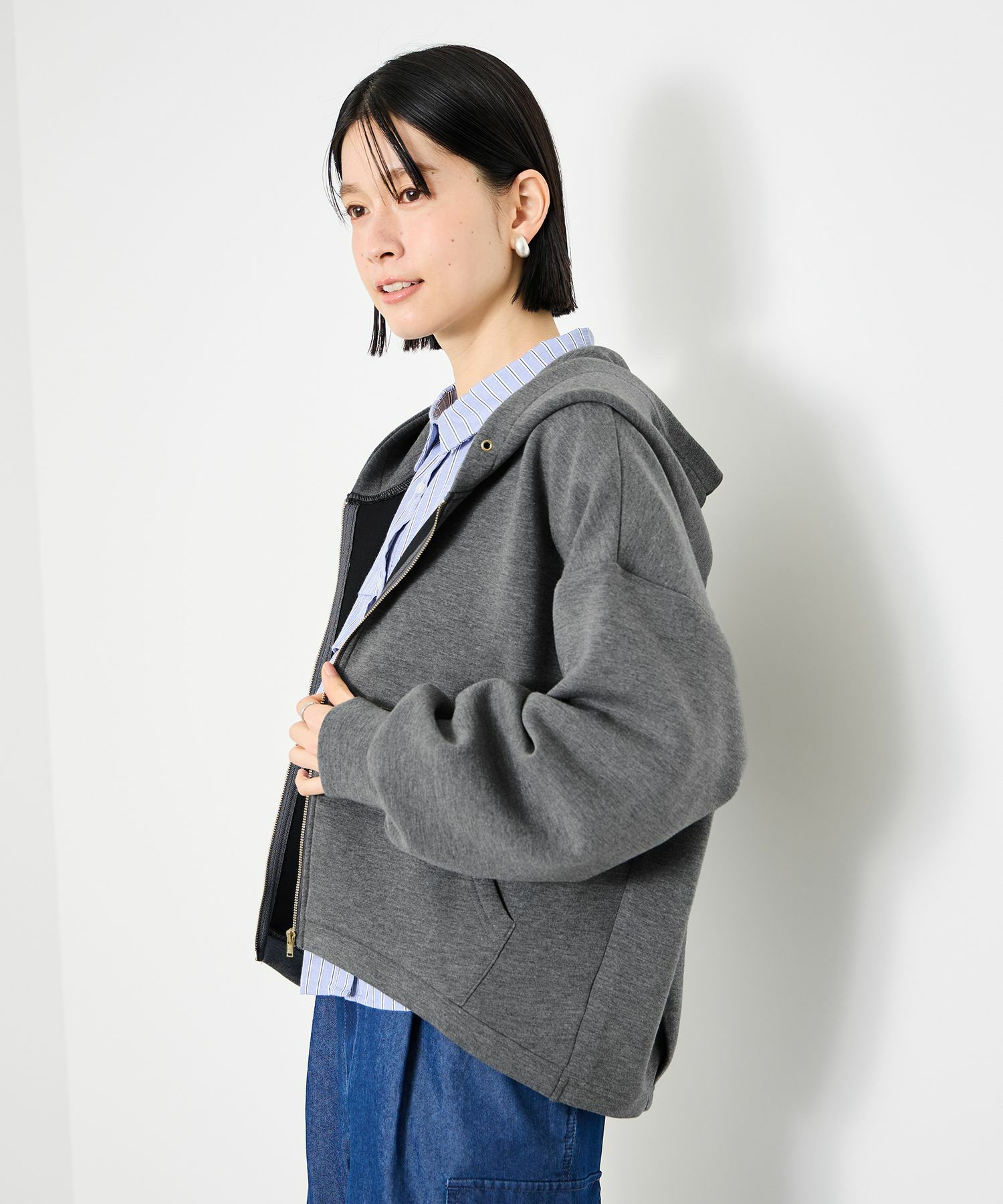 Idnes ストレッチポンチジップパーカー レディース