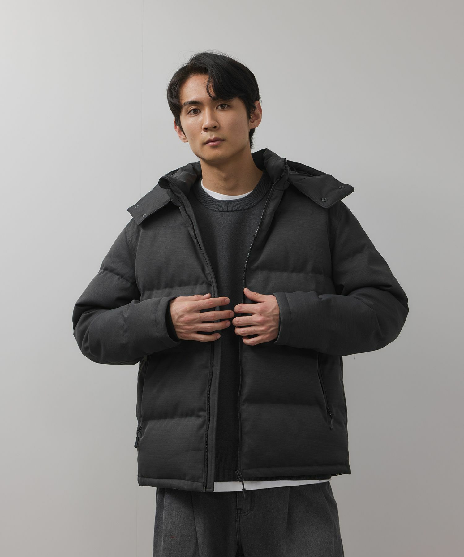 NAVY ウールライクプレミアムダウンジャケット メンズ商品画像-3