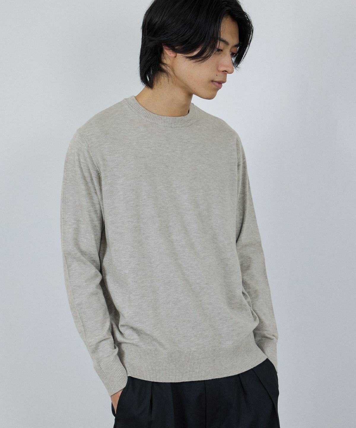 [期間限定価格]NAVY 素肌ニット クルーネック メンズ