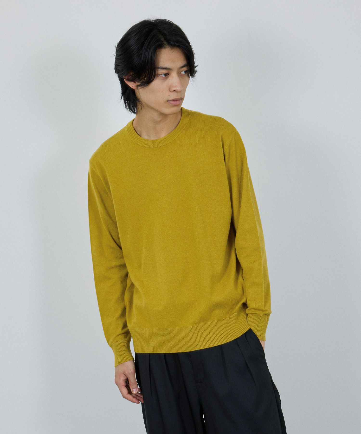 NAVY  素肌ニット クルーネック メンズ商品画像-3