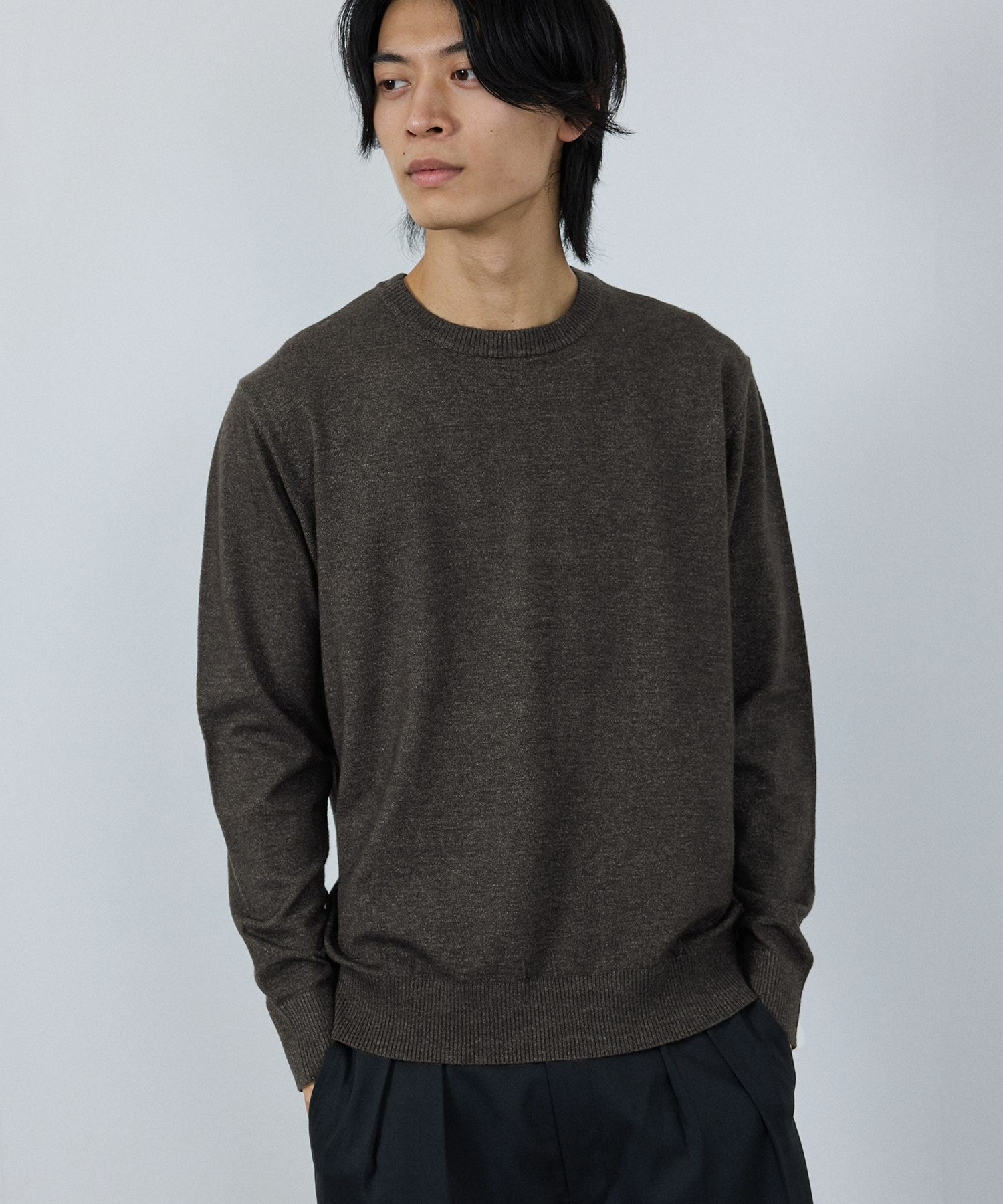 [期間限定価格]NAVY 素肌ニット クルーネック メンズ