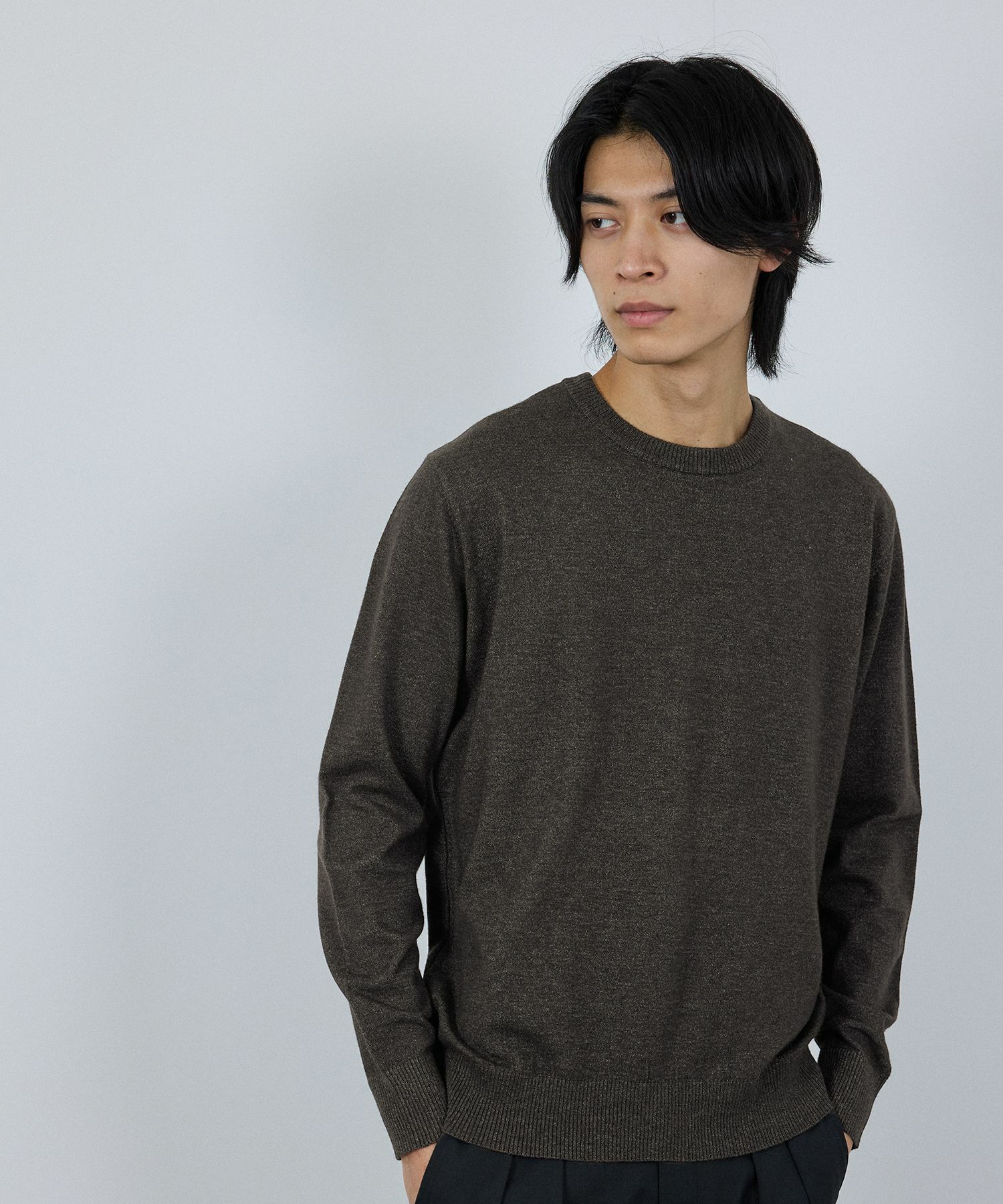 [期間限定価格]NAVY 素肌ニット クルーネック メンズ[期間限定価格]NAVY 素肌ニット クルーネック メンズ