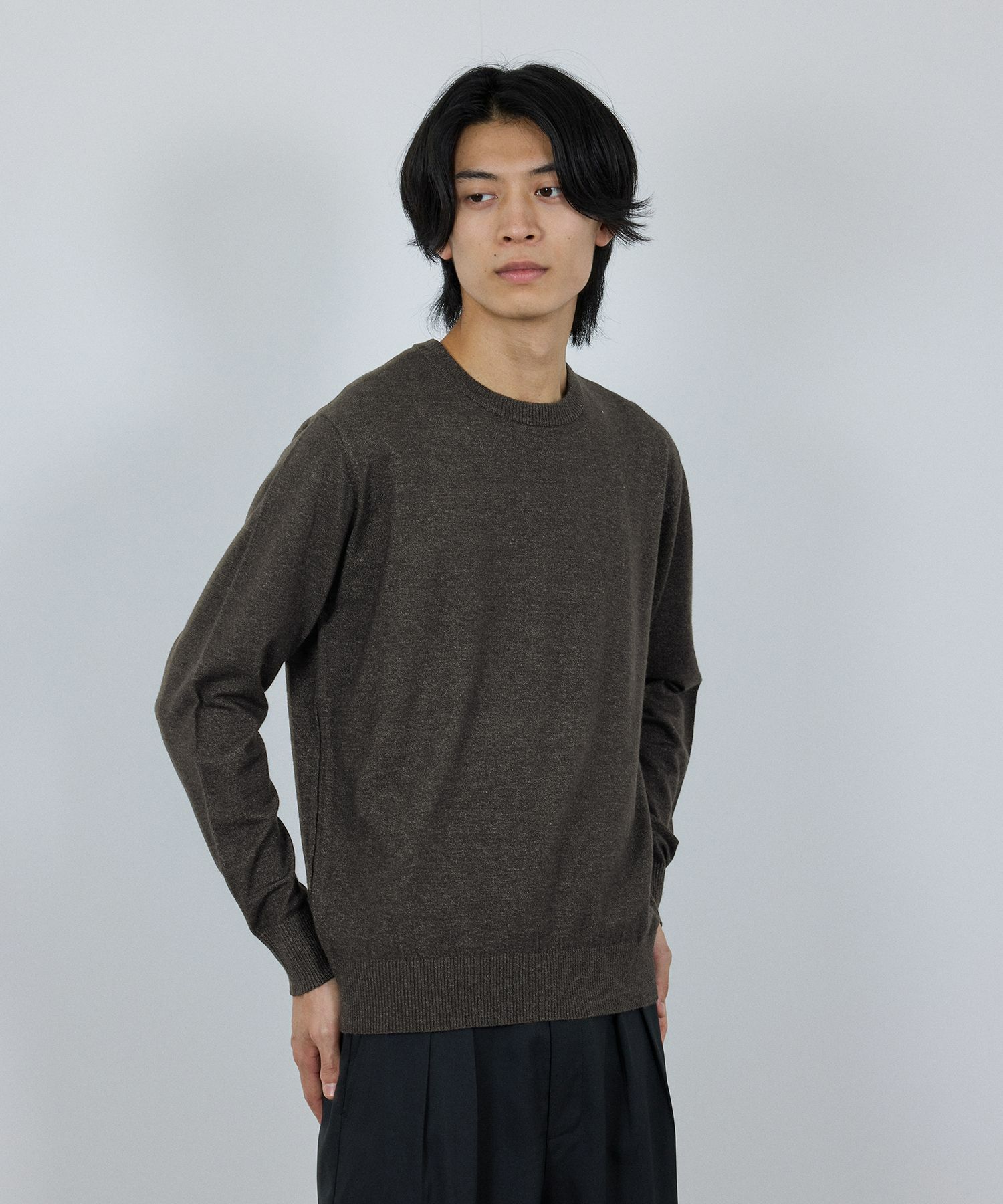 NAVY  素肌ニット クルーネック メンズ商品画像-7