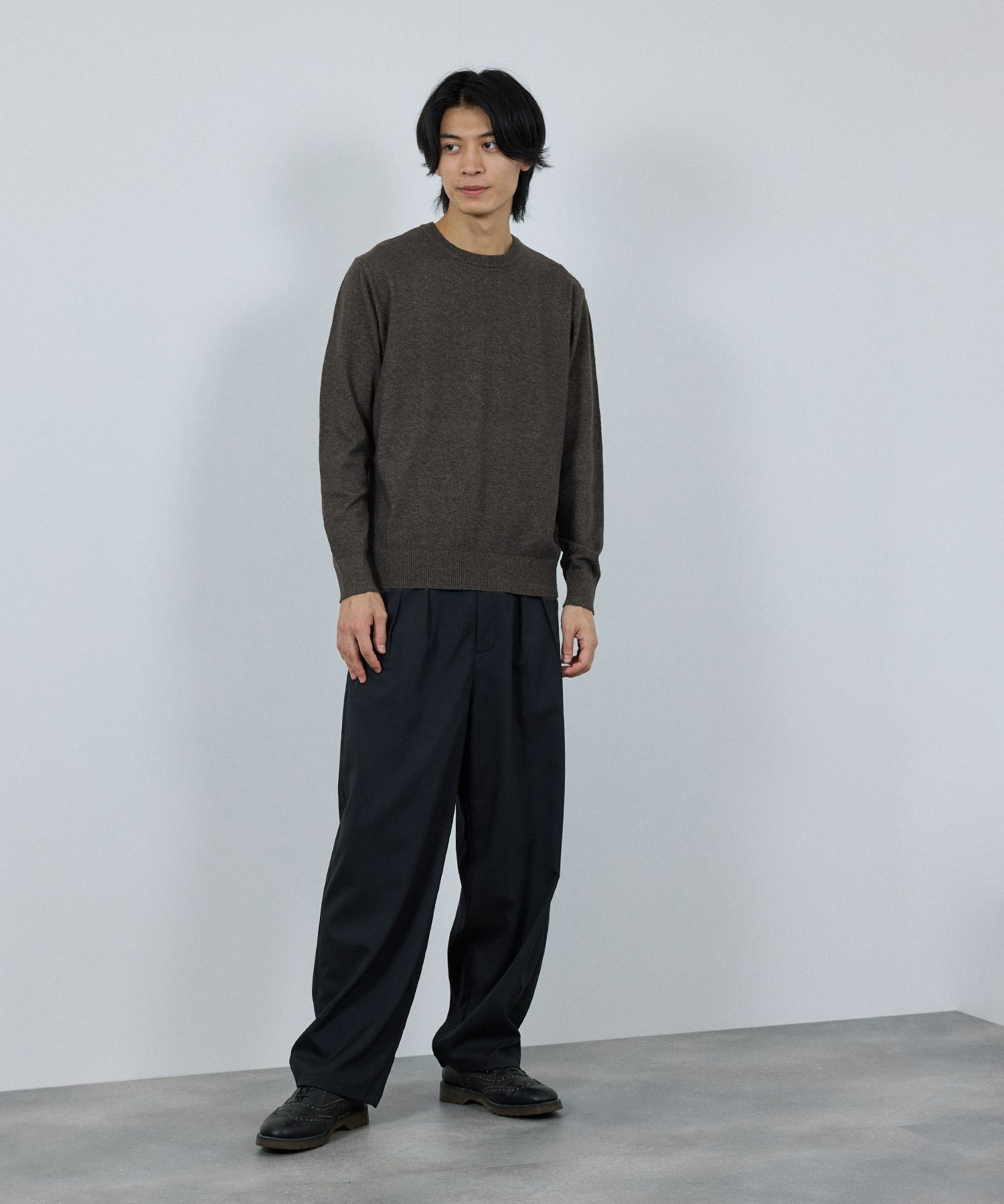 [期間限定価格]NAVY 素肌ニット クルーネック メンズ