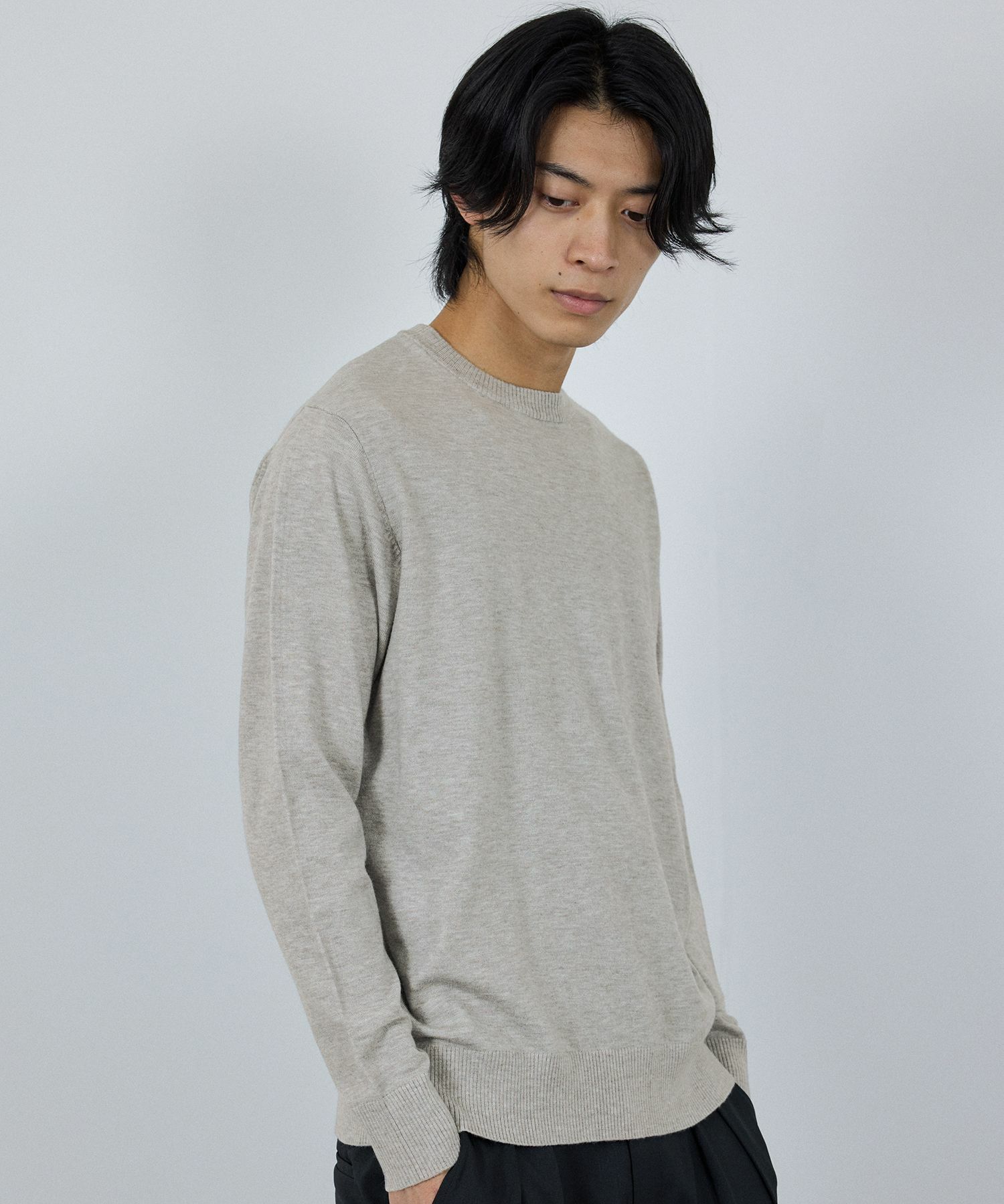 [期間限定価格]NAVY 素肌ニット クルーネック メンズ